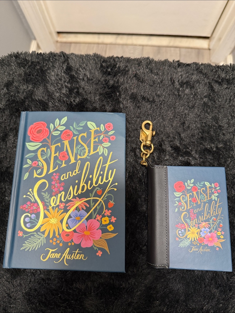 Jane Austen 'Sense and Sensibility' Navy Floral Storage Book Box - Blue